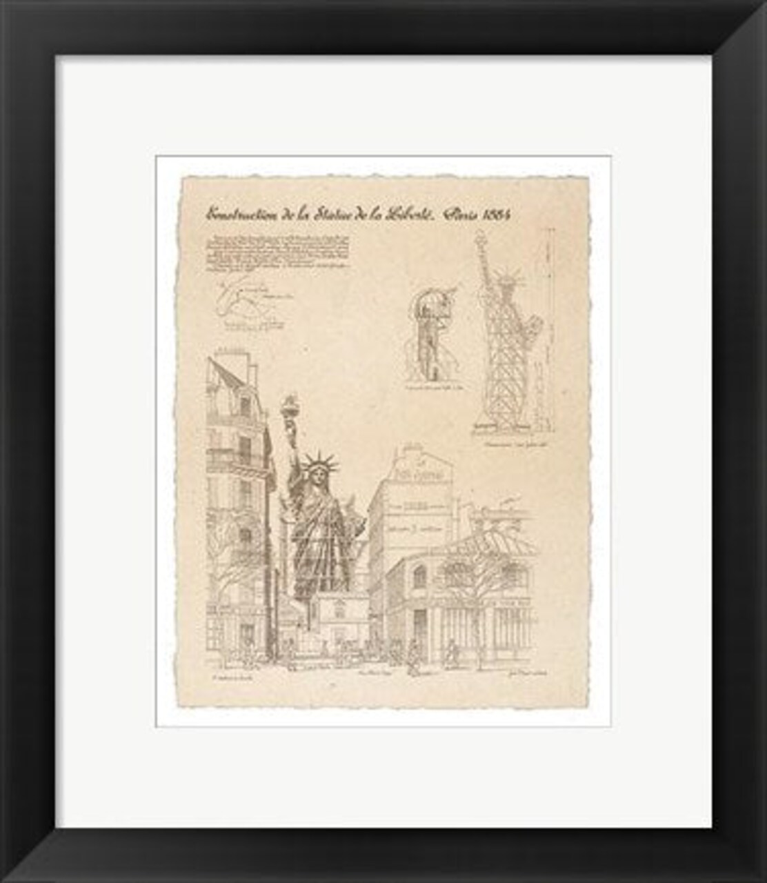 Framed Art Statue of Liberty, Paris by Yves Poinsot 13 1/2 x 10 1/2